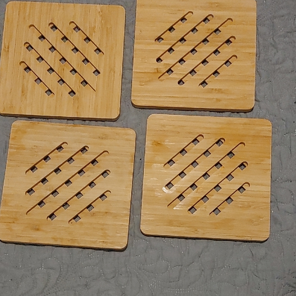 ✅ $10 Add On Bamboo Trivets Set (4)- Natural Wood Finish